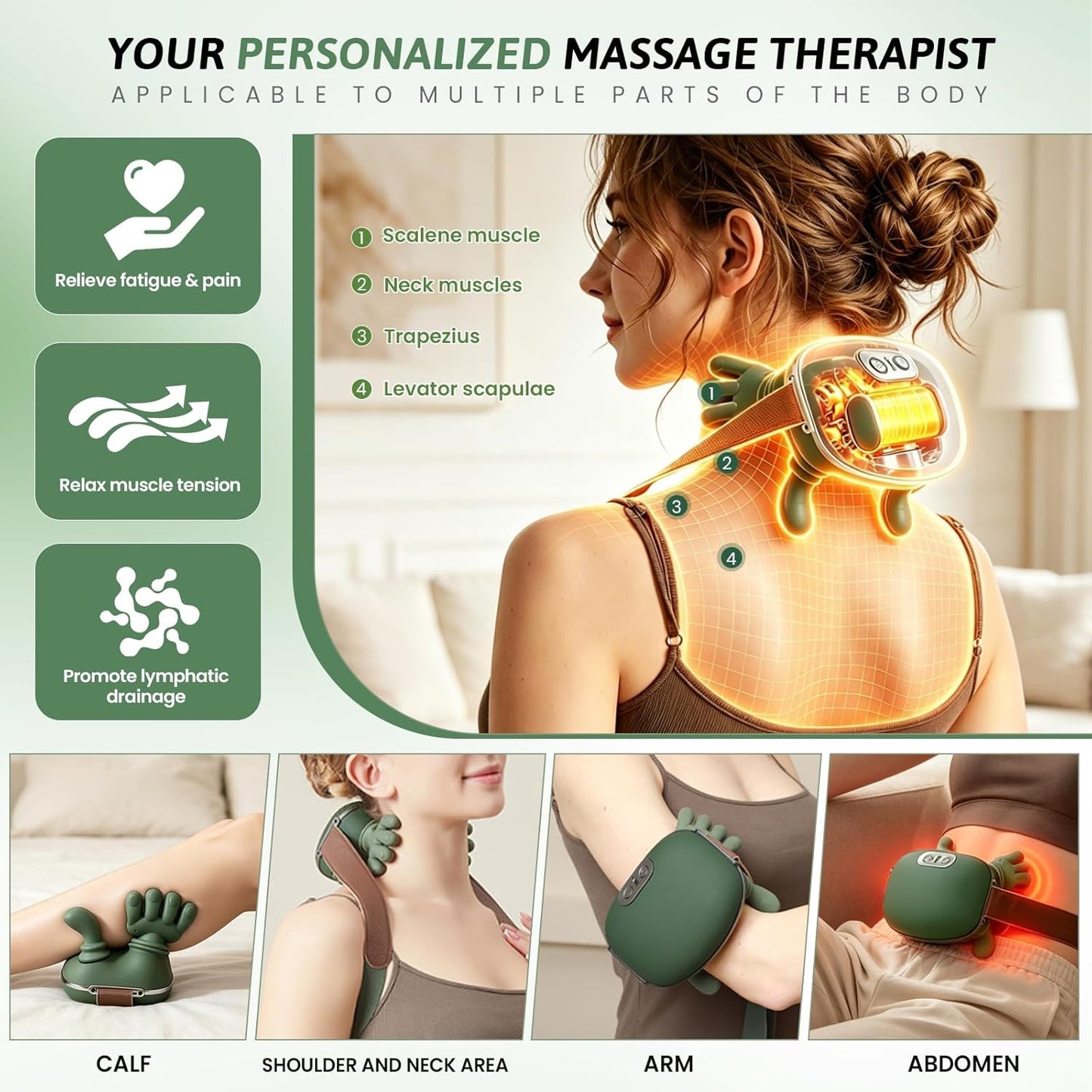 Massager for Shoulders and Body - Cervical Spine Relief Device with Electric Kneading Function for Home Use