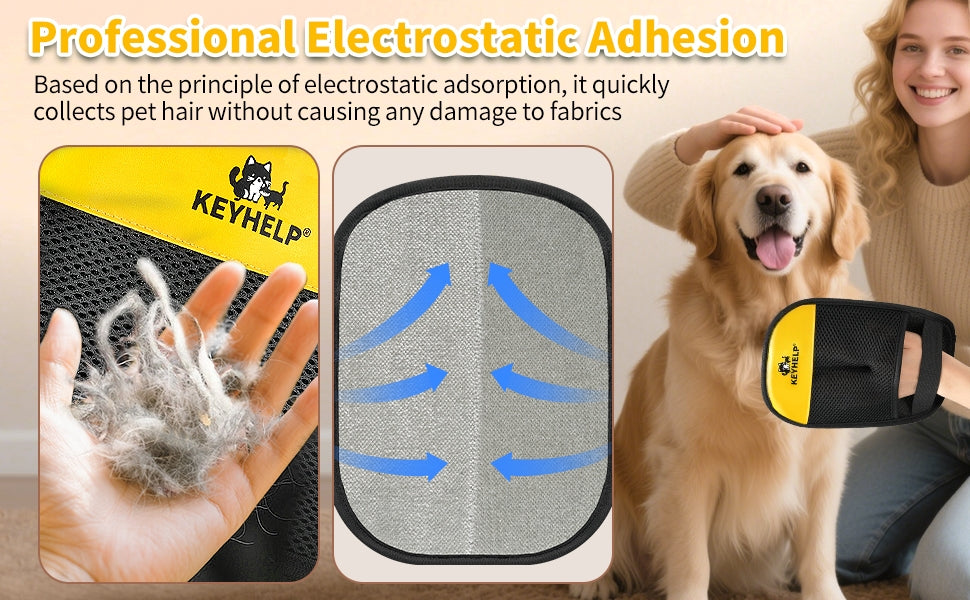 Electrostatic Pet Hair Removal Gloves for Dogs & Cats Everyday Use