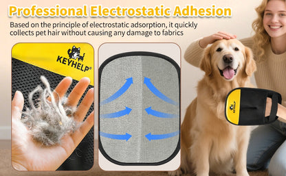 Electrostatic Pet Hair Removal Gloves for Dogs & Cats Everyday Use