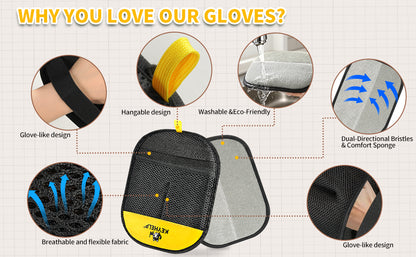 Electrostatic Pet Hair Removal Gloves for Dogs & Cats Everyday Use