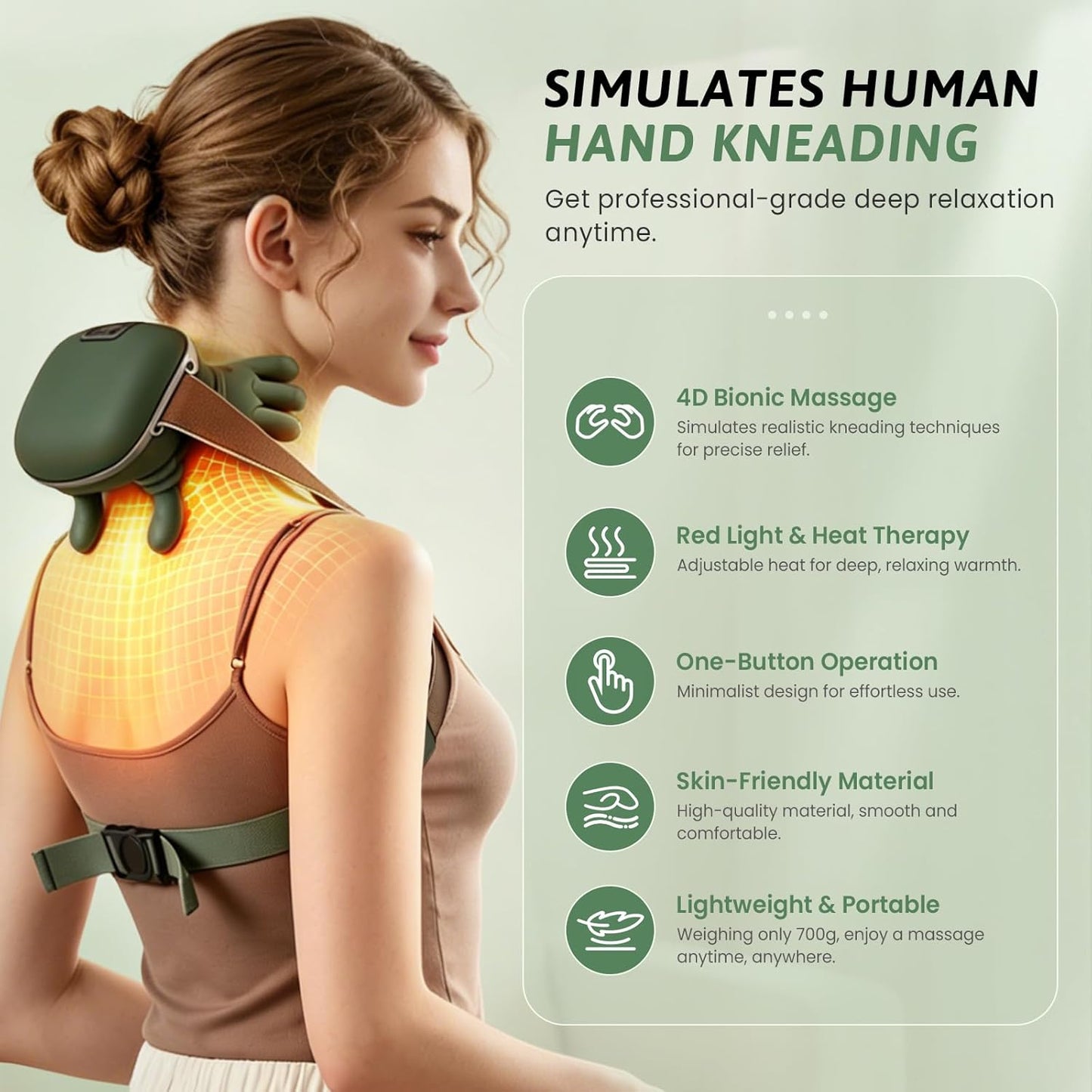 Massager for Shoulders and Body - Cervical Spine Relief Device with Electric Kneading Function for Home Use