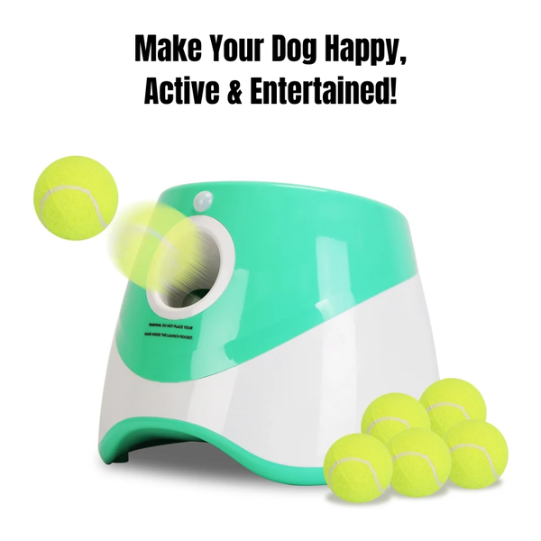 Automatic Dog Ball Launcher with 6 Tennis Balls & 3 Adjustable Distances